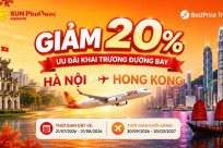 GIẢM 20%: Sun PhuQuoc Airways ưu đãi khai trương đường bay Hà Nội - Hong Kong