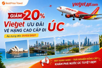 GIẢM 20%: Vietjet ưu đãi vé hạng cao cấp đi Úc, áp dụng đến 31/03/2027