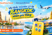 MIỄN PHÍ 15KG ký gửi: Vietravel Airlines ưu đãi hành lý đi Bangkok