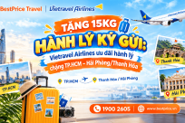 TẶNG 15KG HÀNH LÝ KÝ GỬI: Vietravel Airlines ưu đãi hành lý chặng TP.HCM – Hải Phòng/Thanh Hóa