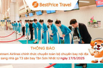[THÔNG BÁO] Vietnam Airlines chuyển các chuyến bay nội địa sang nhà ga T3 Tân Sơn Nhất từ 17/05/2025