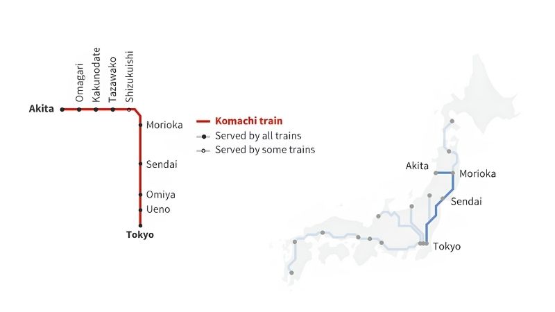 Cách di chuyển từ Tokyo đến Akita bằng tàu Shinkansen Komachi