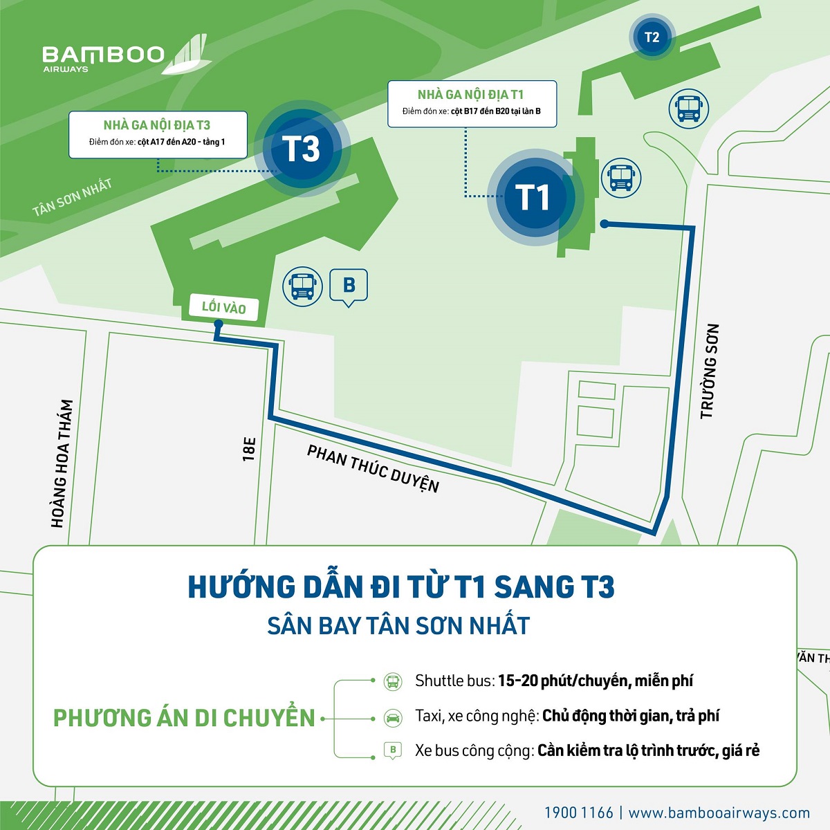 Hướng dẫn di chuyển đến Nhà ga T3