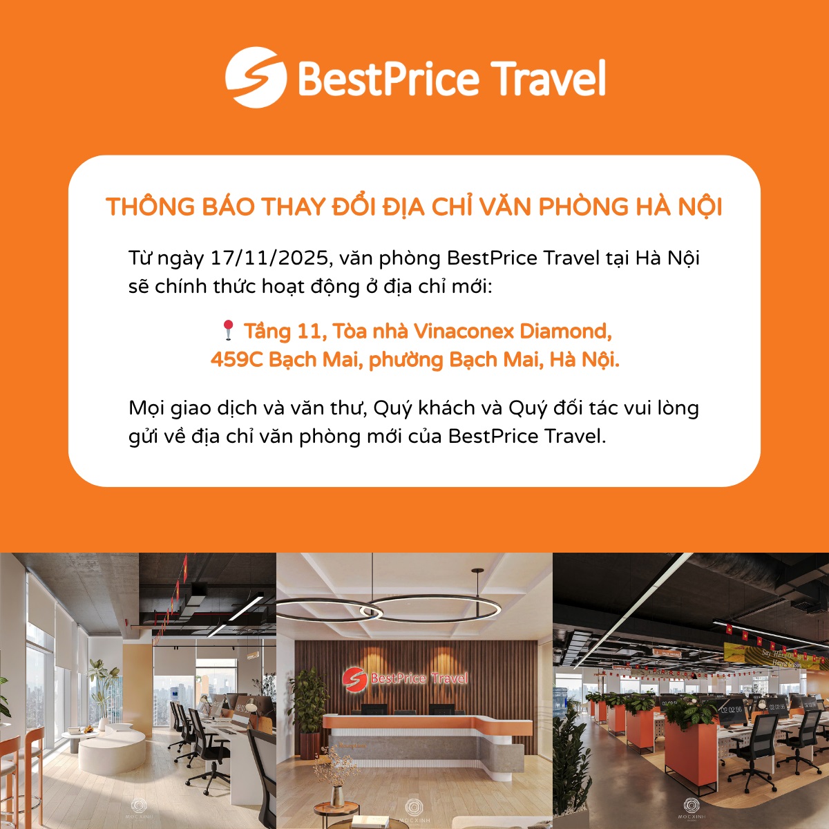 BestPrice Travel th&ocirc;ng b&aacute;o chuyển địa điểm văn ph&ograve;ng H&agrave; Nội
