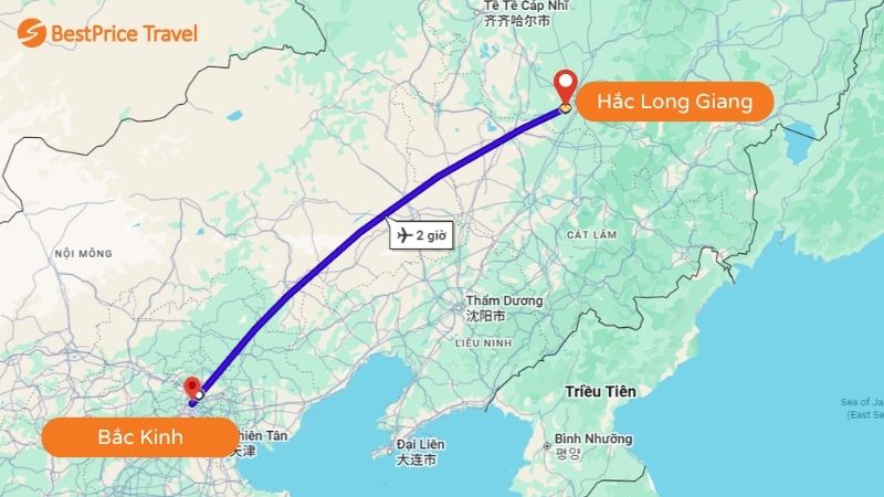 Khoảng c&aacute;ch từ Bắc Kinh tới Hắc Long Giang l&agrave; 2 giờ bay