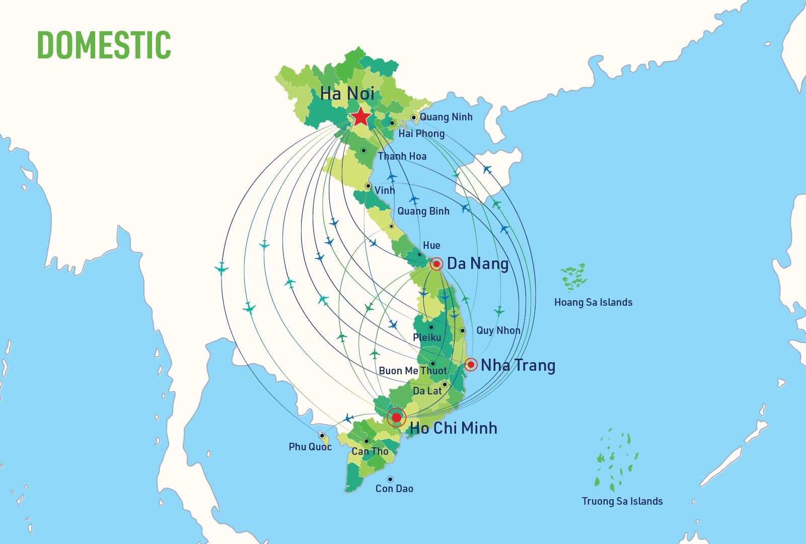 Mạng lưới đường bay nội địa của Bamboo Airways