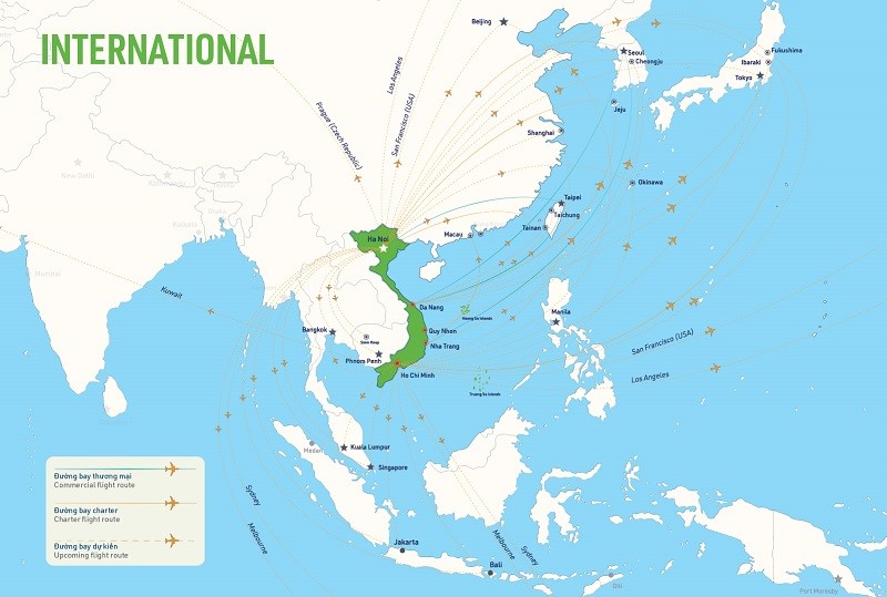 Mạng lưới đường bay quốc tế của Bamboo Airways