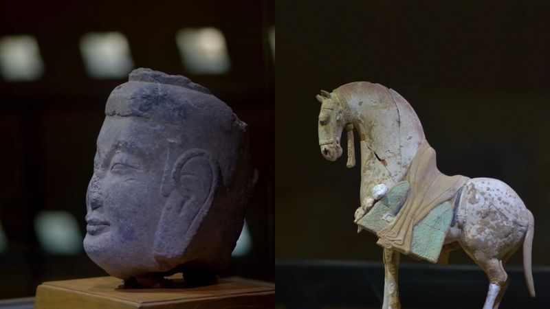 Bảo t&agrave;ng Long M&ocirc;n trưng b&agrave;y c&aacute;c hiện vật qu&yacute; gi&aacute; về lịch sử Long M&ocirc;n Thạch Động (Ảnh: XHS@南陌)