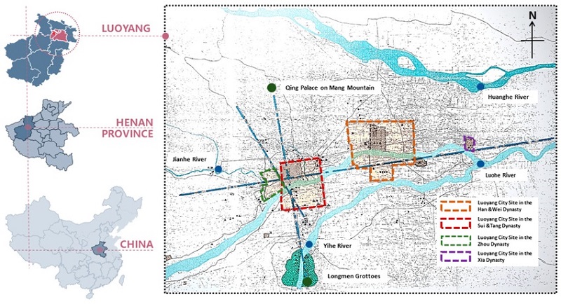 Vị tr&iacute; kinh đ&ocirc; Lạc Dương trong c&aacute;c triều đại