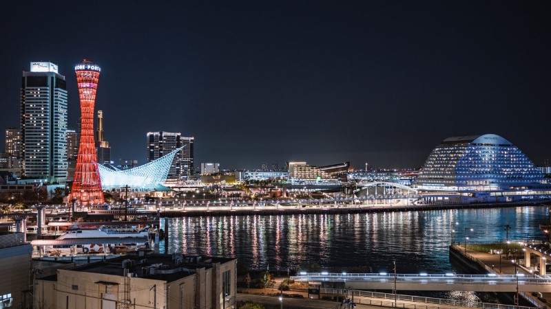 Ngắm to&agrave;n cảnh cảng Kobe khi l&ecirc;n đ&egrave;n