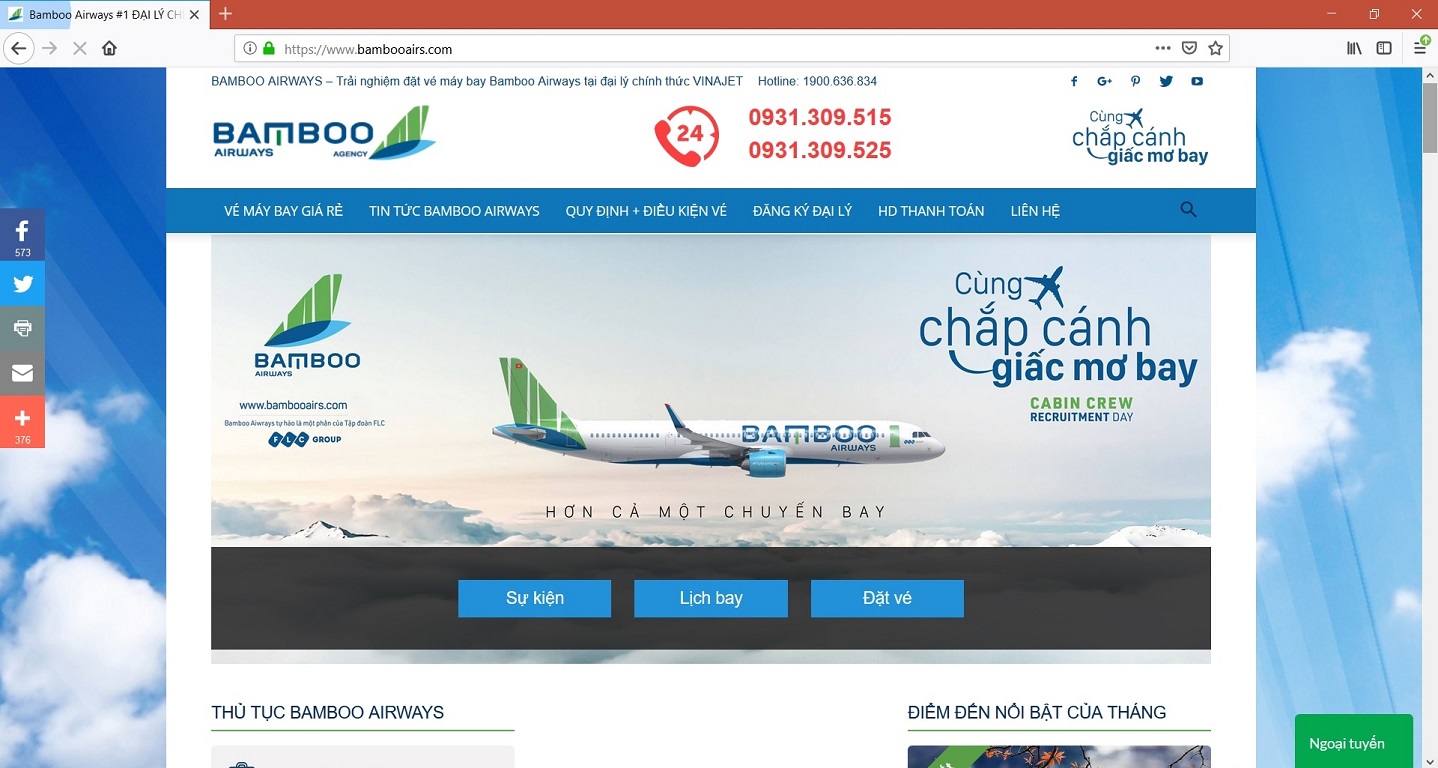 Một số website giả mạo Bamboo Airways