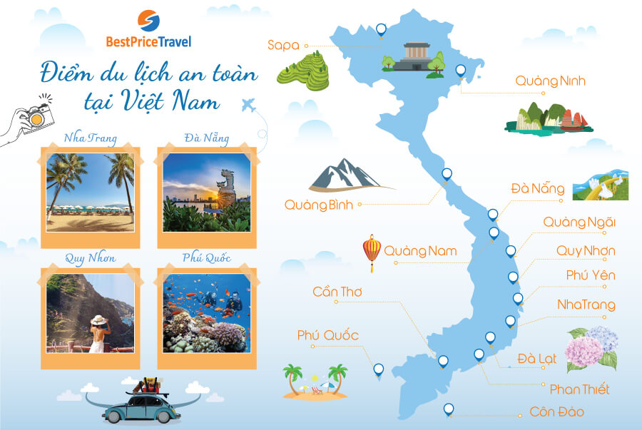 Bản đồ các điểm du lịch an toàn tại Việt Nam
