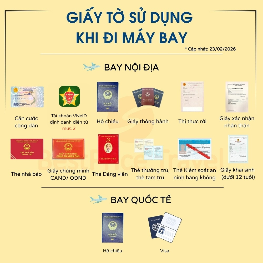 Giấy tờ cần thiết đi m&aacute;y bay trong nước