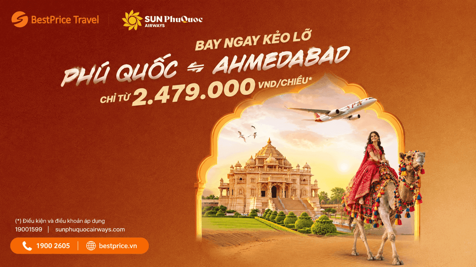 Sun PhuQuoc Airways tặng ưu đãi cho hành trình bay thẳng Phú Quốc - Ahmedabad (Ấn Độ)