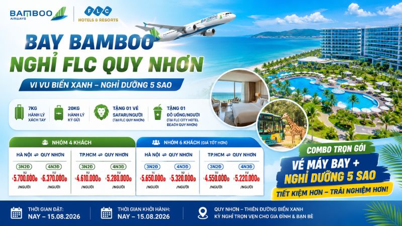Combo trọn g&oacute;i: Bay Bamboo, Nghỉ FLC Quy Nhơn