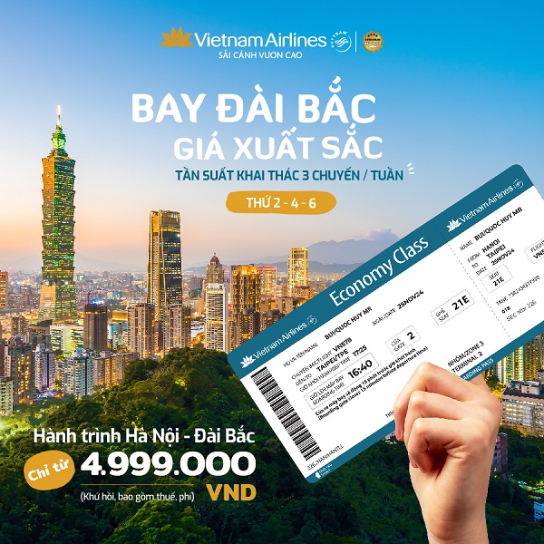 Bay Đài Bắc Giá Xuất Sắc Cùng Vietnam Airlines