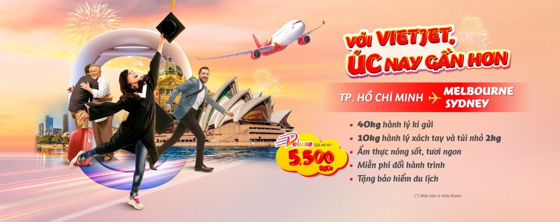 Bay Úc trọn tiện ích với hạng vé Deluxe của Vietjet Air