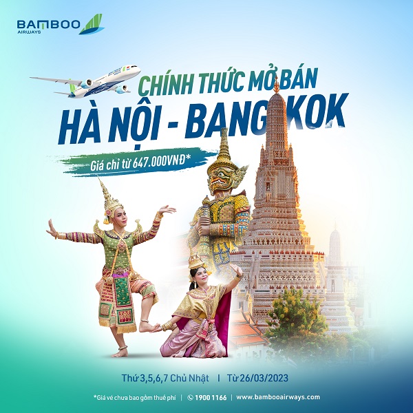 Bay Hà Nội - Bangkok giá chỉ từ 647.000 VNĐ