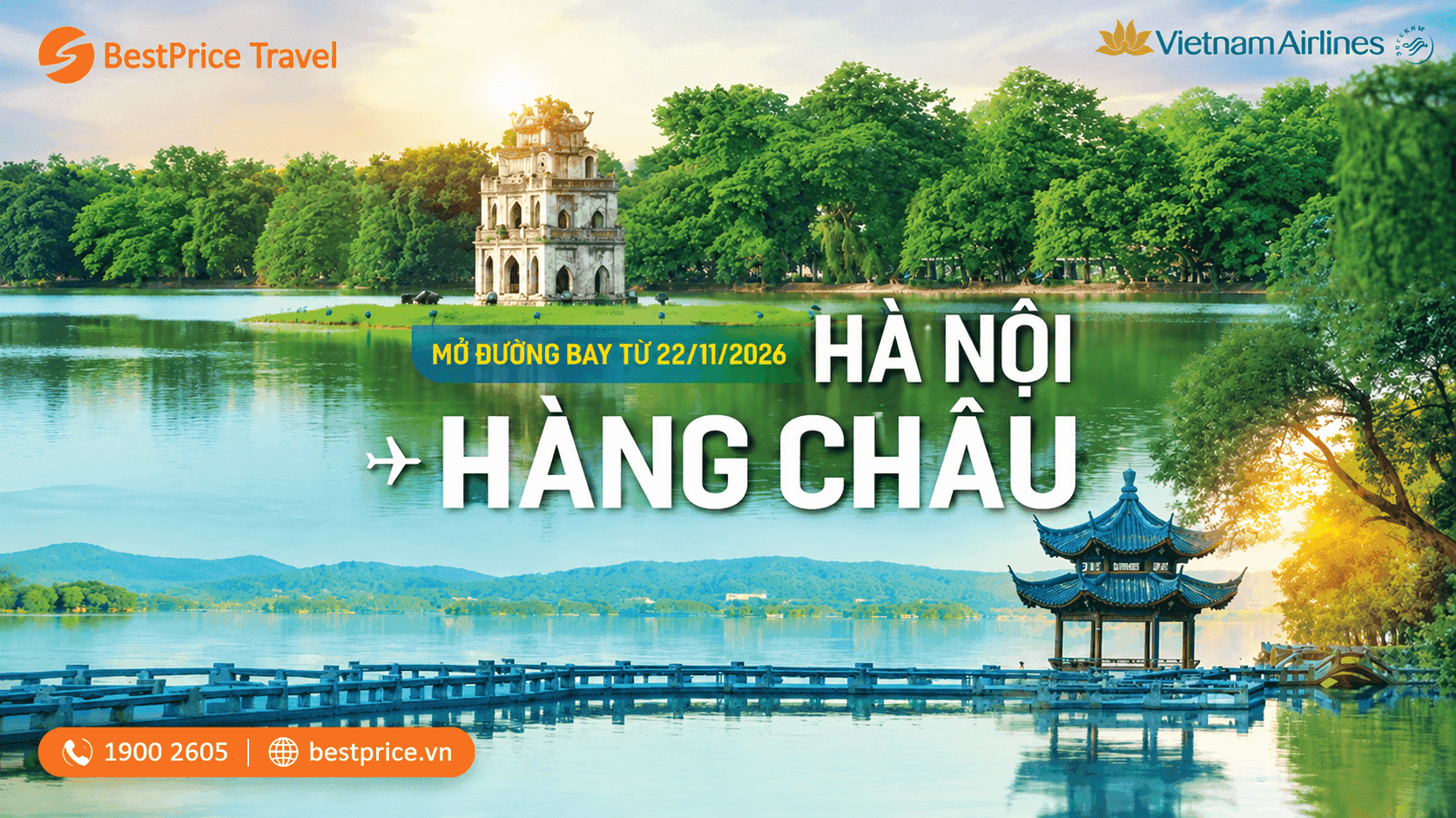Vietnam Airlines tặng ưu đãi khứ hồi đường bay thẳng Hà Nội – Hàng Châu