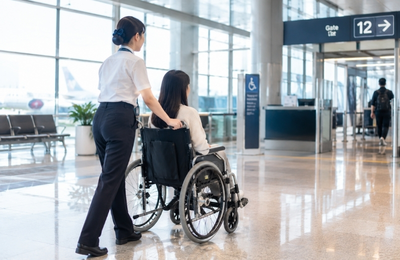 Các hãng hàng không cung cấp dịch vụ xe lăn hỗ trợ hành khách khi đi máy bay