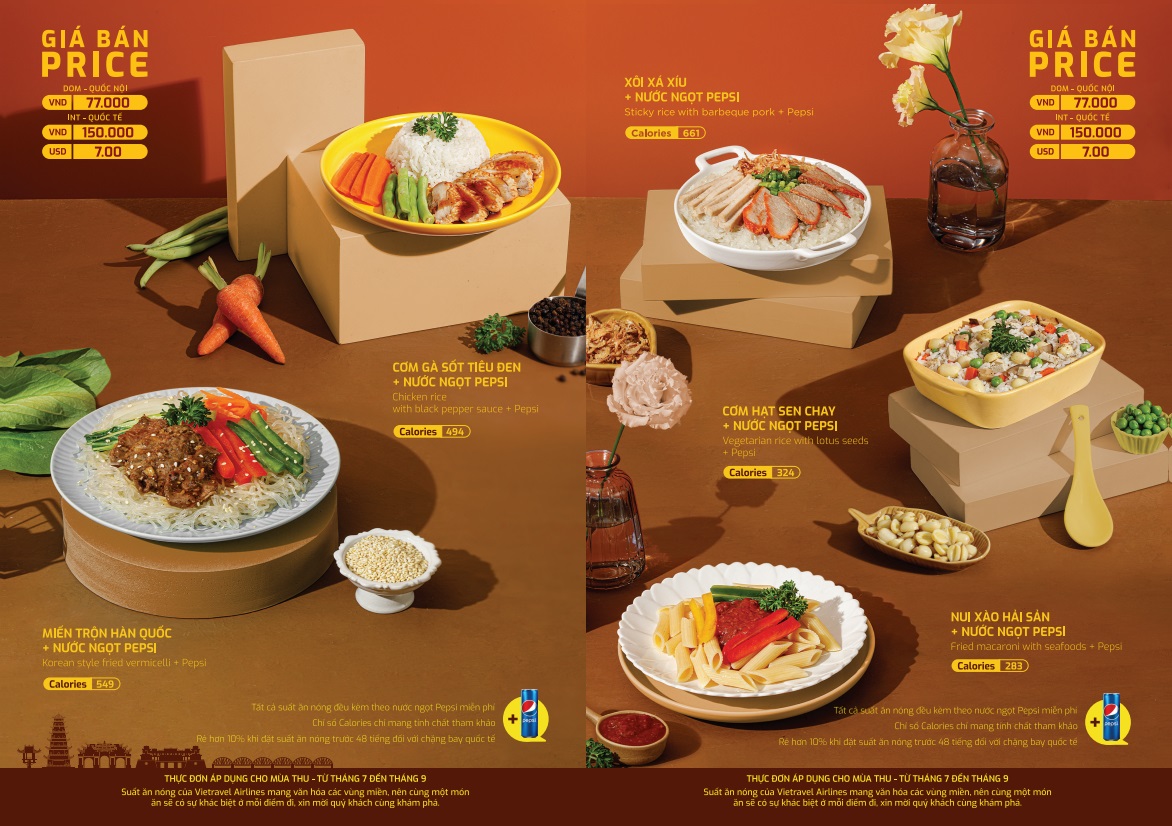 Đồ ăn trên máy bay Vietravel Airlines