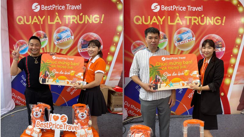 Khách hàng may mắn trúng giải thưởng 0 đồng tại BestPrice Travel