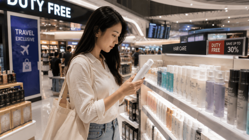 Dầu gội khô được bày bán tại cửa hàng miễn thuế ở sân bay