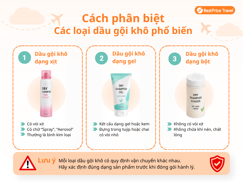 Phân biệt các loại dầu gội khô phổ biến