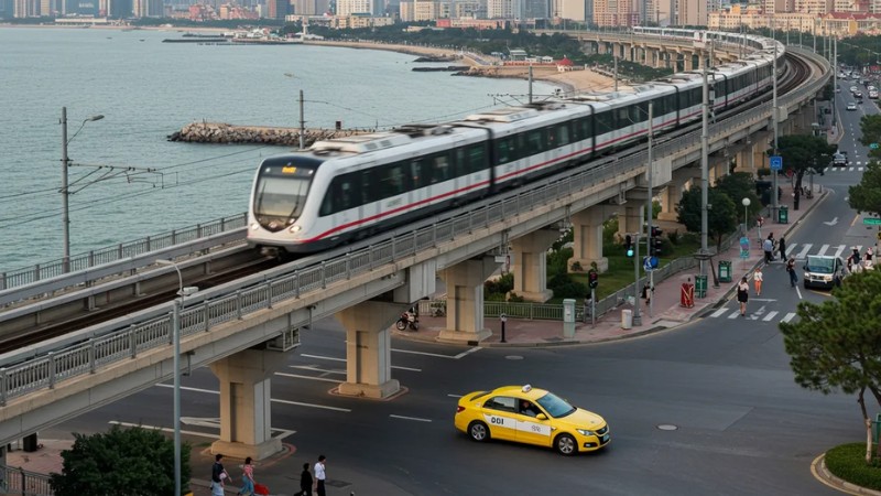 Tuyến tàu điện chạy dọc theo bờ biển Thanh Đảo