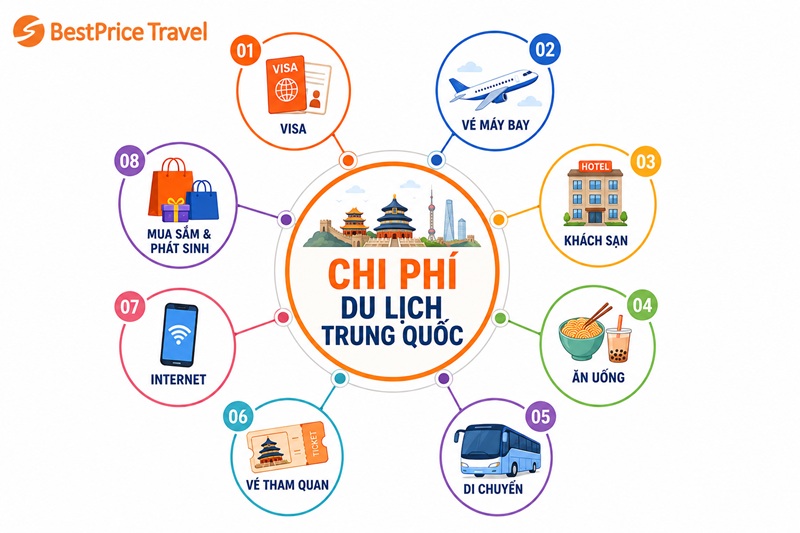 Các khoản chi phí khi đi du lịch Trung Quốc