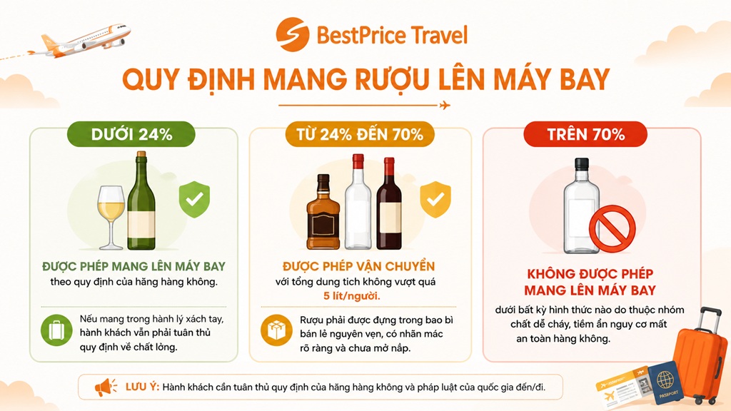 Quy định mang rượu lên máy bay