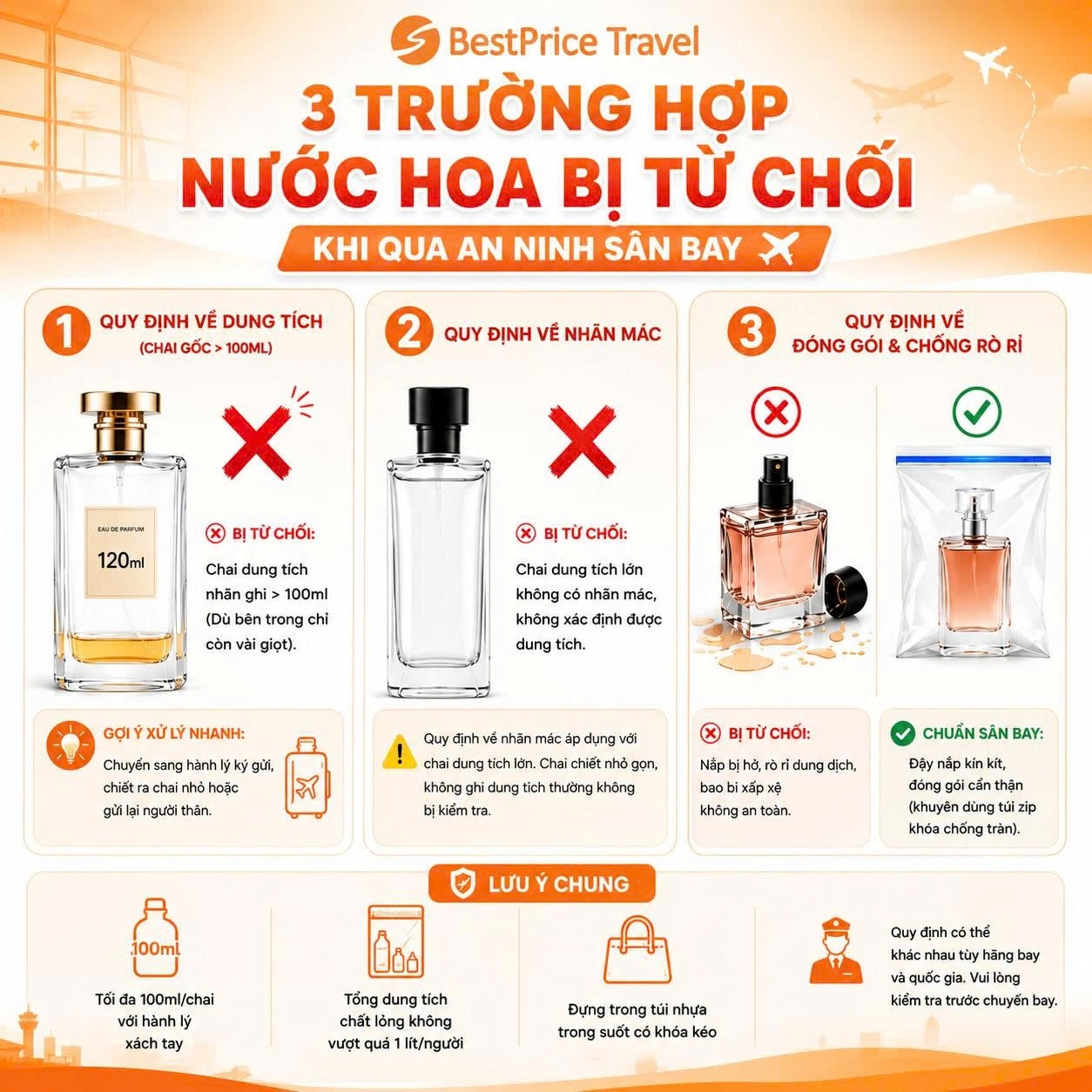 Những trường hợp nước hoa bị từ chối mang l&ecirc;n m&aacute;y bay
