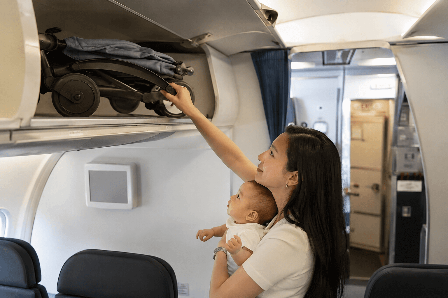 Có thể mang xe đẩy em bé lên cabin máy bay nếu đảm bảo quy định của hãng hàng không
