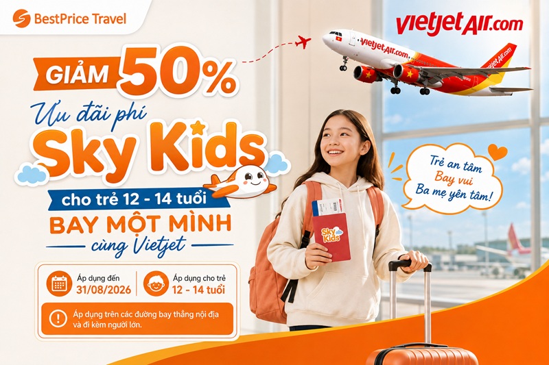 VietJet Air giảm 50% ưu đãi phí Sky Kids