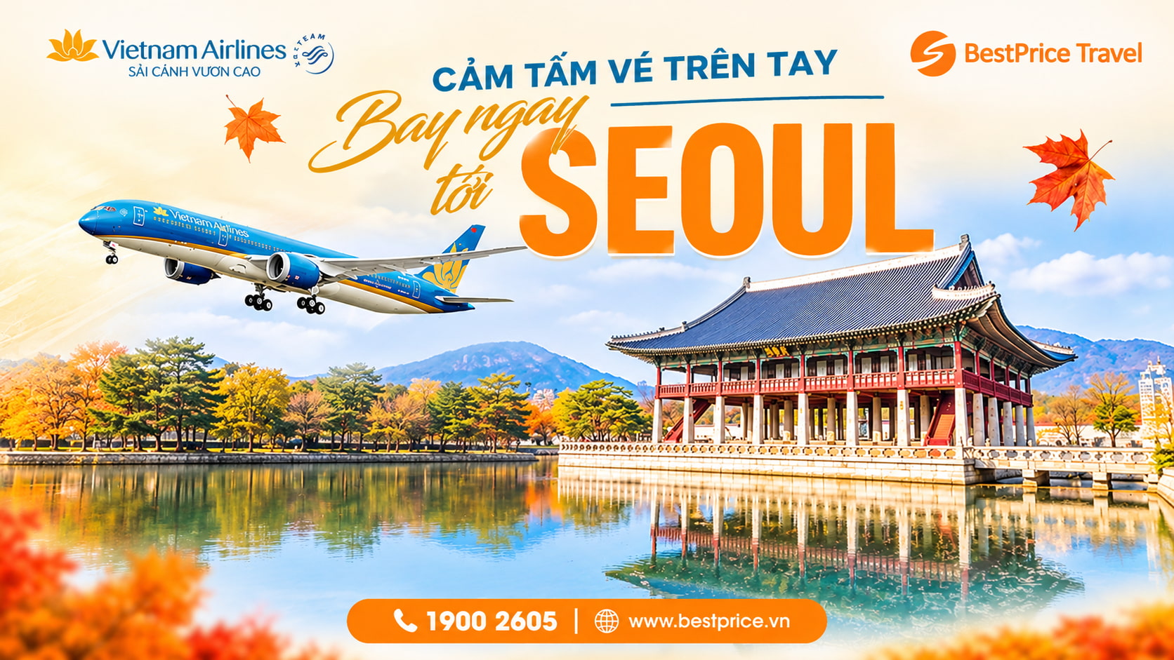 Vietnam Airlines tặng ưu đãi vé máy bay đi Hàn Quốc giảm đến 50%