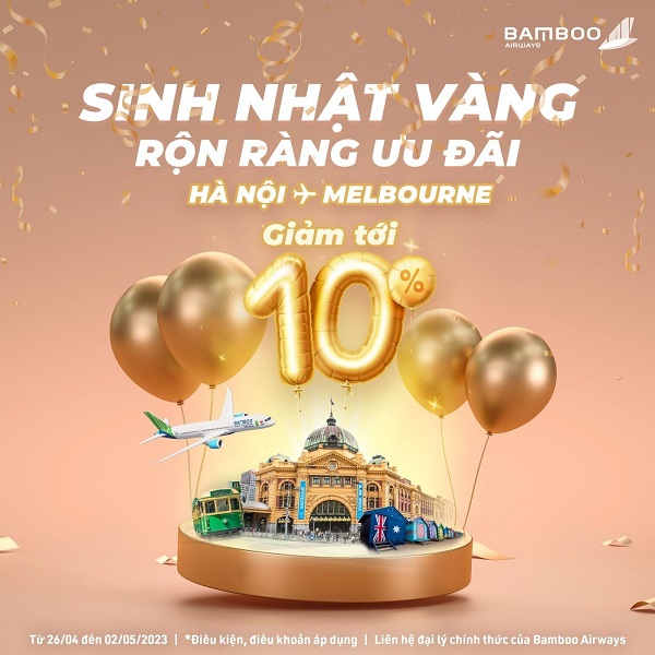 Bamboo Airways mừng sinh nhật đường bay Hà Nội - Melbourne