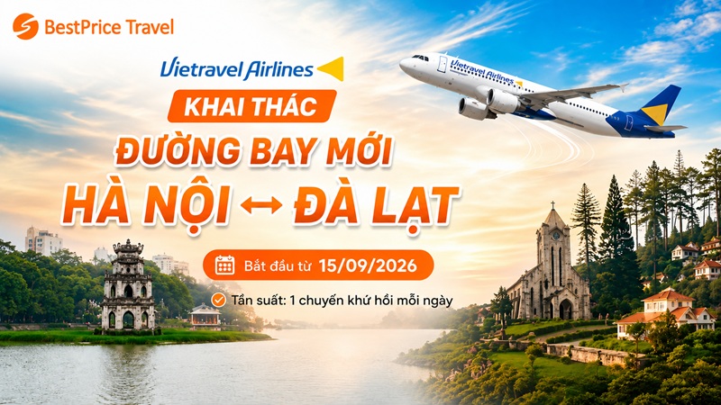 Vietravel Airlines khai thác đường bay mới Hà Nội - Đà Lạt