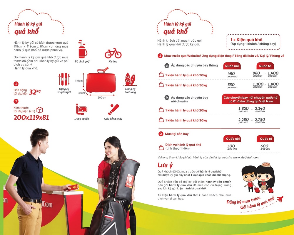 Vietjet Air quy định mua th&ecirc;m h&agrave;nh l&yacute; qu&aacute; khổ