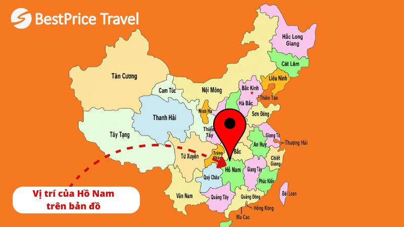  Hồ Nam nằm ở khu vực Trung Nam Trung Quốc