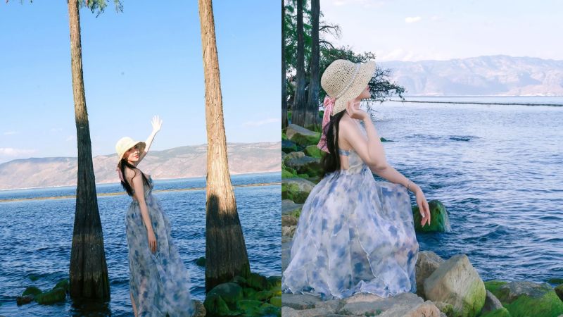 Chụp ảnh check in cực xinh b&ecirc;n hồ Nhĩ Hải Đại L&yacute; 