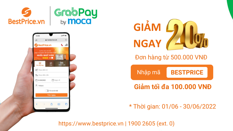 GIẢM NGAY 20% khi thanh toán dịch vụ tại BestPrice bằng Ví điện tử GrabPay by Moca