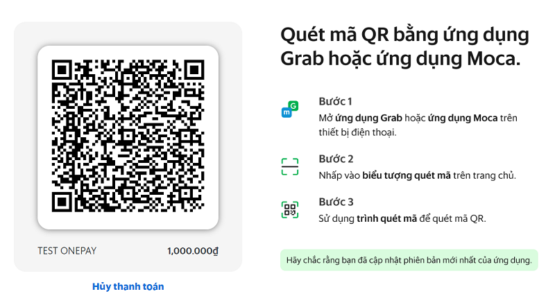 Hướng dẫn quét mã QR để thanh toán bằng Ví điện tử Grab|Moca