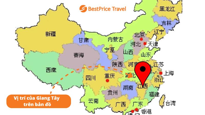 Vị trí của Giang Tây trên bản đồ
