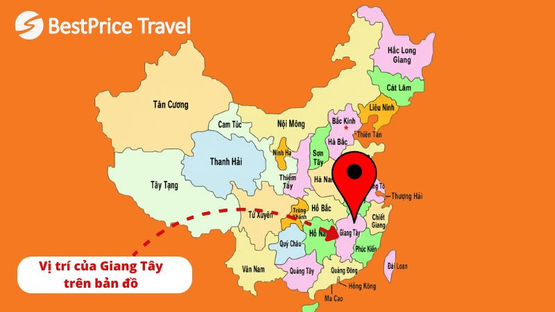 Vị trí của Giang Tây trên bản đồ