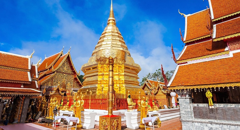 ngôi chùa Wat Phrathat Doi Suthep đẹp nhất ở Chiangmai Thái Lan