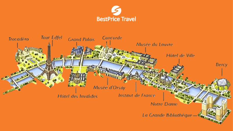 Sông Seine chảy qua nhiều địa điểm nổi tiếng tại Paris
