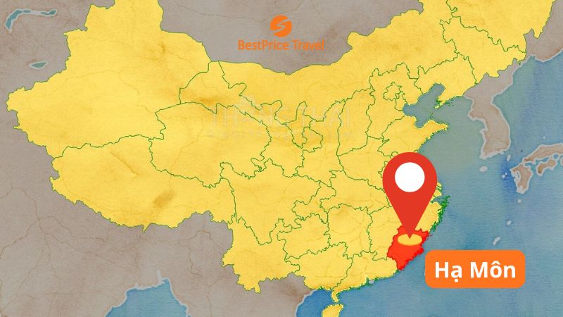 Vị tr&iacute; v&agrave; bản đồ th&agrave;nh phố Hạ M&ocirc;n, tỉnh Ph&uacute;c Kiến