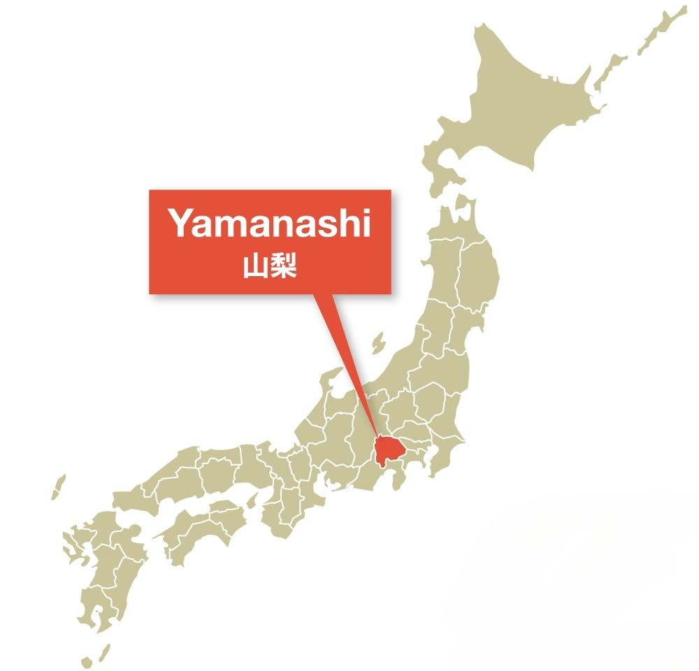 Vị trí của Yamanashi trên bản đồ Nhật Bản