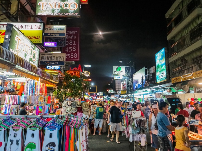 khu chợ Khao San Thái Lan nhộn nhịp