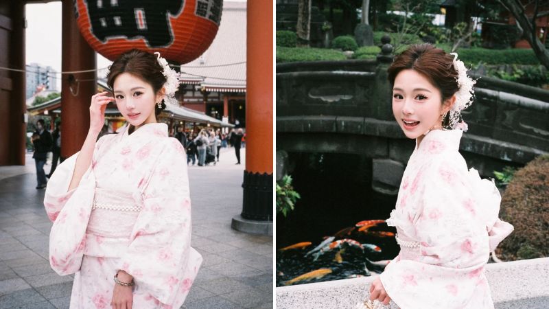 Mặc kimono check-in tuyệt đẹp tại chùa Sensoji (@XHS: xinzaibao)